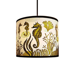 Lush Designs mustard and black seahorse print lampshade